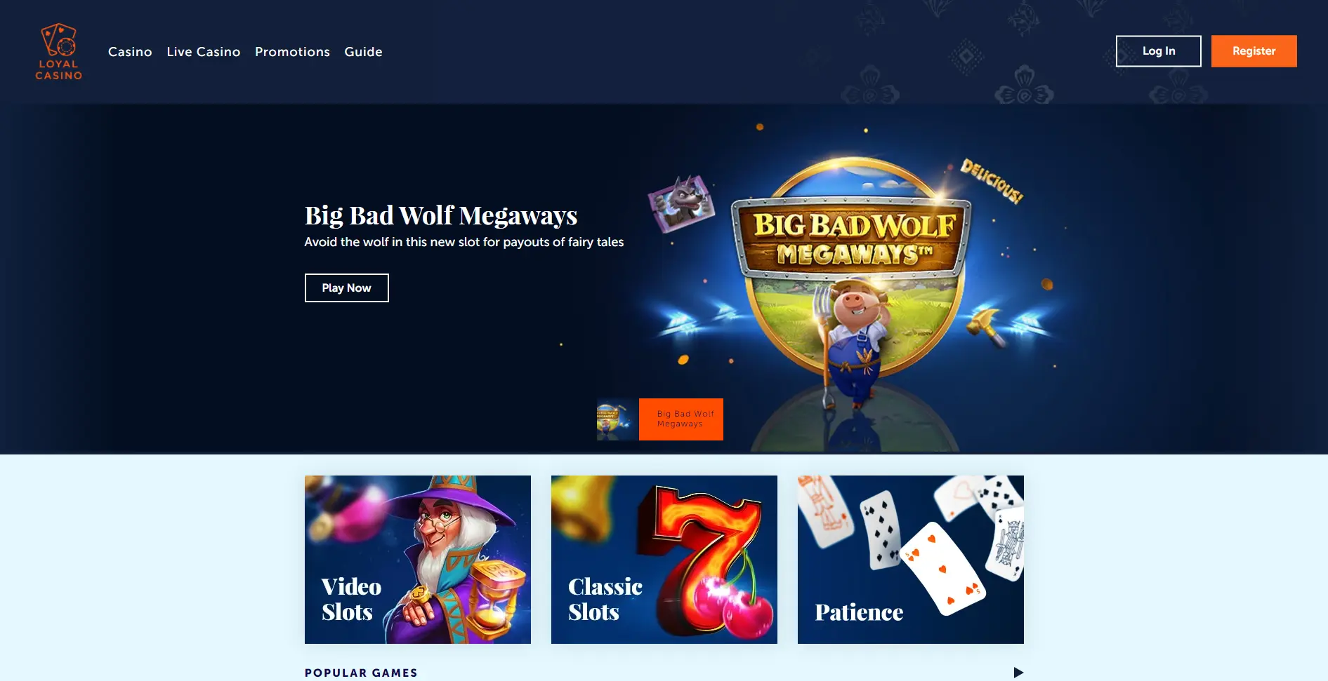 Loyal Casino online gokkasten sectie met 2000+ spellen